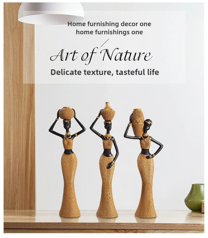African Girl Home Ethnic Style Craft Resin Ornament Creative Gift Living Room Study Office Desk Character Decoration home decor
