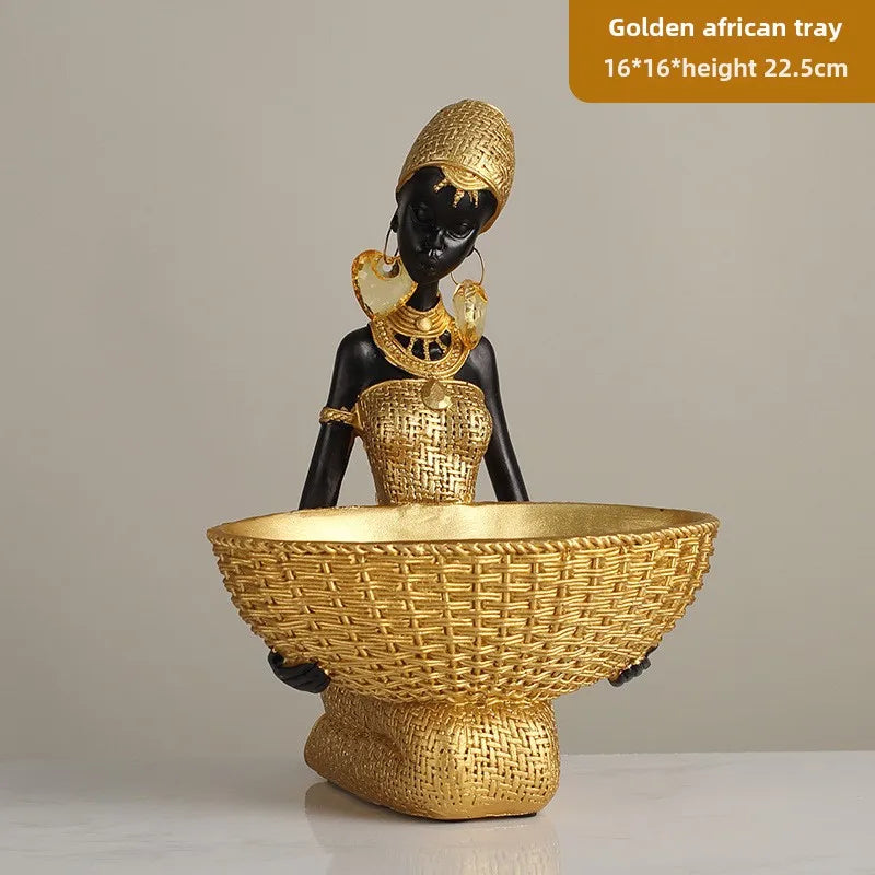 African Girl Home Ethnic Style Craft Resin Ornament Creative Gift Living Room Study Office Desk Character Decoration home decor
