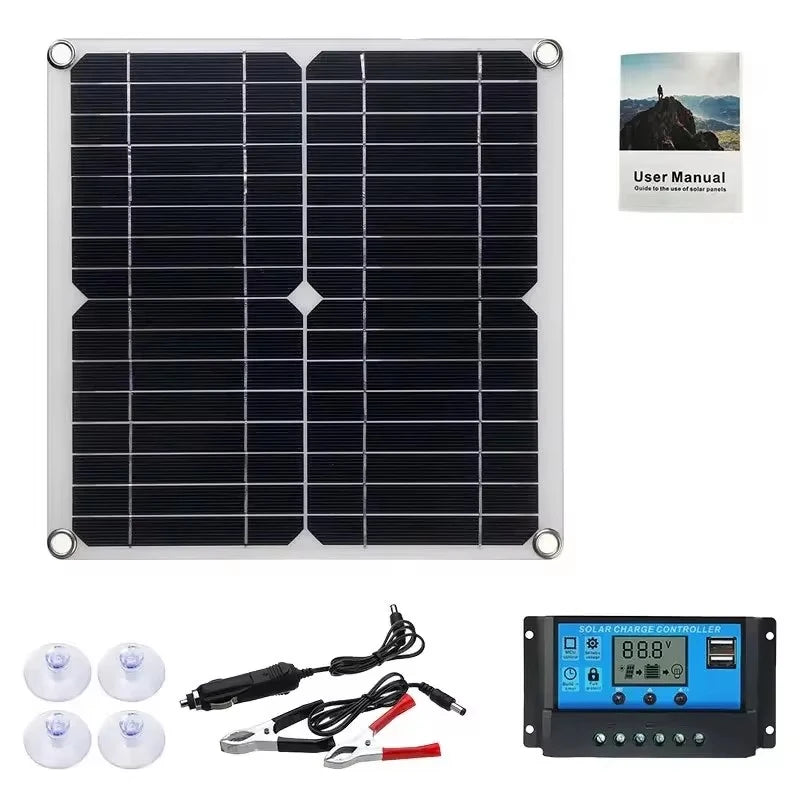 12V Solar Panel Kit for Camping Caravan RV Off-grid Power Generation,Portable Solar Charger for Outdoor Adventure and Emergency