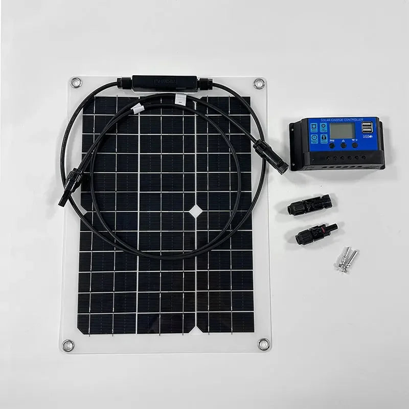 1000W 500W High-Efficiency Flexible Solar Panel Kit with 12V Battery Charger & 100A Controller for RV Yacht Boat Off-Grid Power