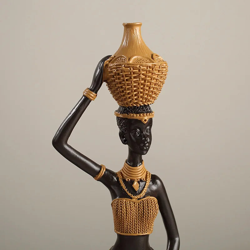 African Girl Home Ethnic Style Craft Resin Ornament Creative Gift Living Room Study Office Desk Character Decoration home decor