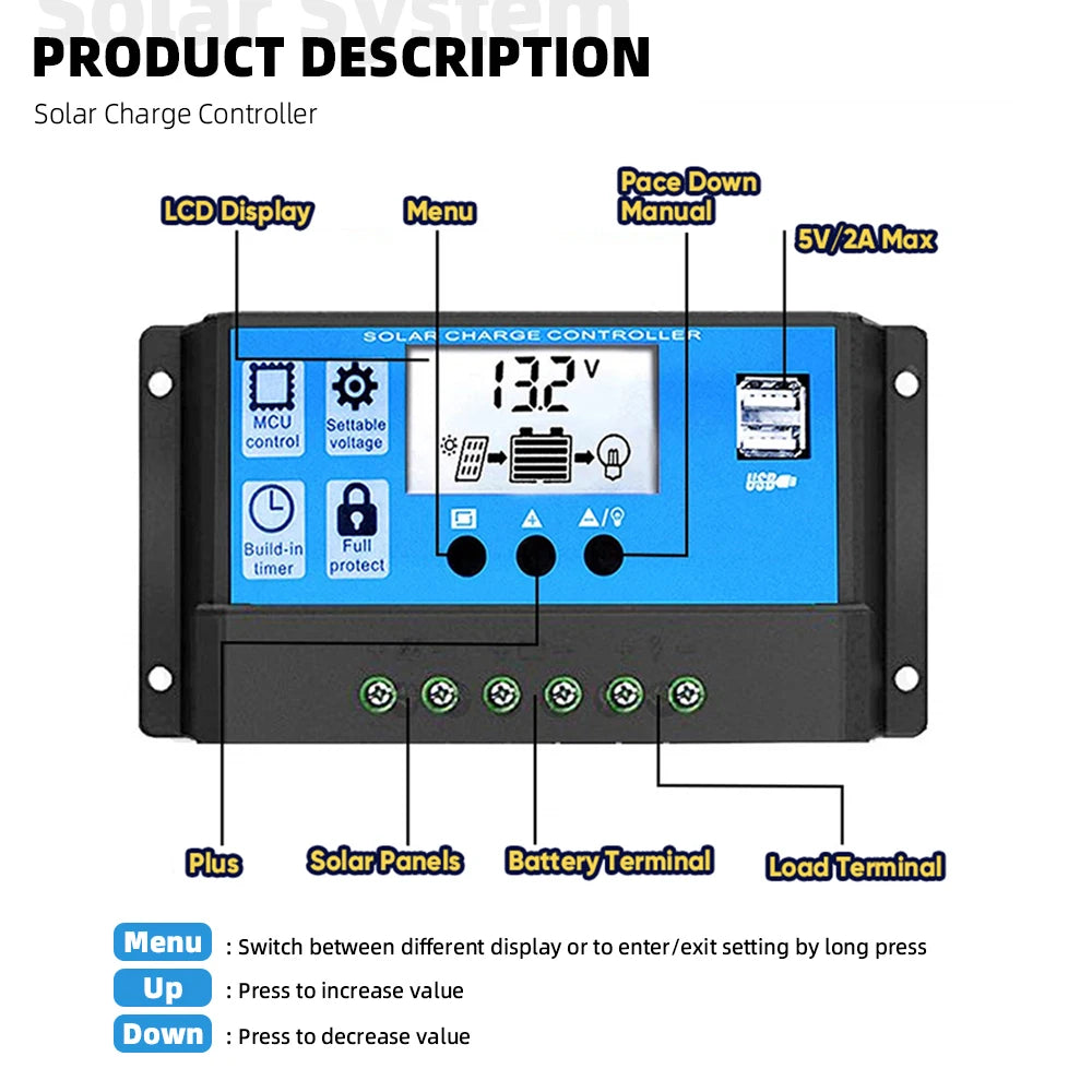Off Grid Solar Kit 110V/220V 6000W Inverter 30A Controller Car Solar Power Bank System 200W 5V Solar Panel Camping for Home Plug