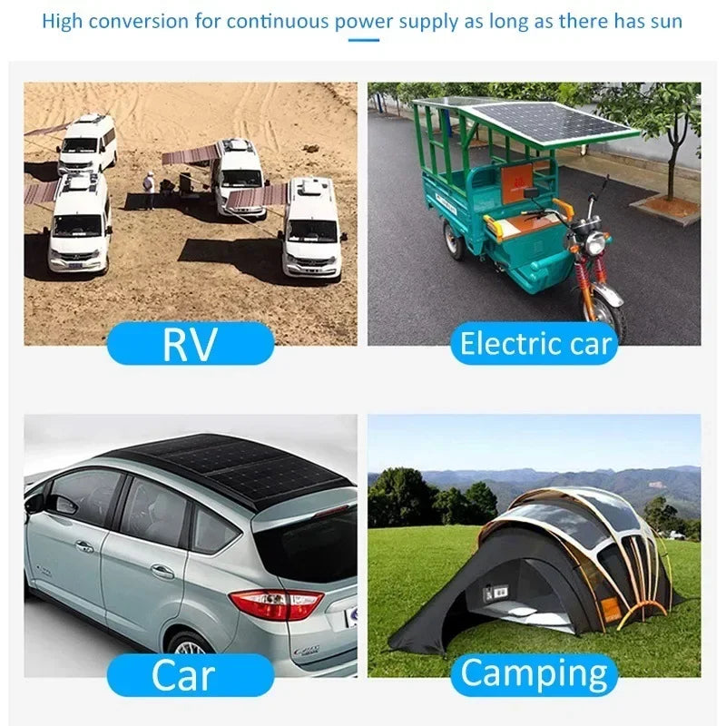 12V Solar Panel Kit for Camping Caravan RV Off-grid Power Generation,Portable Solar Charger for Outdoor Adventure and Emergency