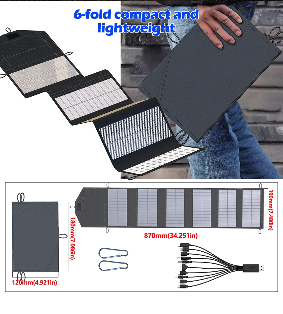 800W Portable Solar Panel Kit Foldable, Lightweight High-Efficiency Solar Charger for RV, Camping, Off-Grid, Emergencies