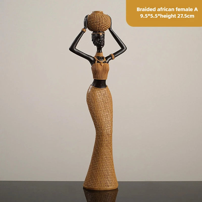 African Girl Home Ethnic Style Craft Resin Ornament Creative Gift Living Room Study Office Desk Character Decoration home decor