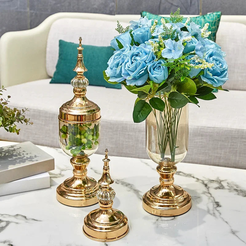 American European Style Vases Home Decor Living Room Crystal Glass Vases Flower Sets Dining Table Decorations