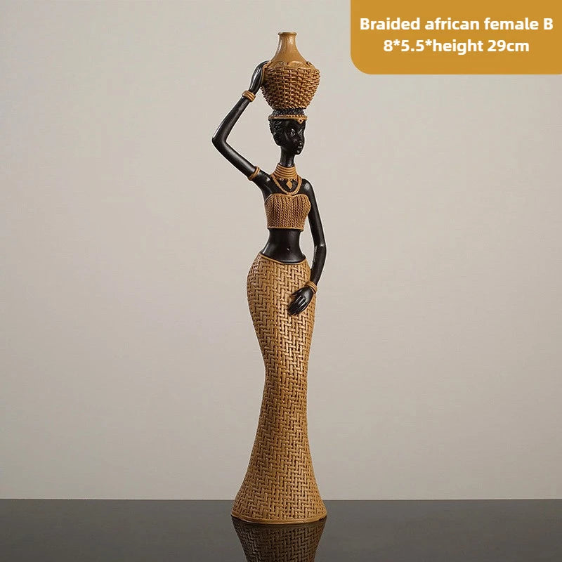 African Girl Home Ethnic Style Craft Resin Ornament Creative Gift Living Room Study Office Desk Character Decoration home decor