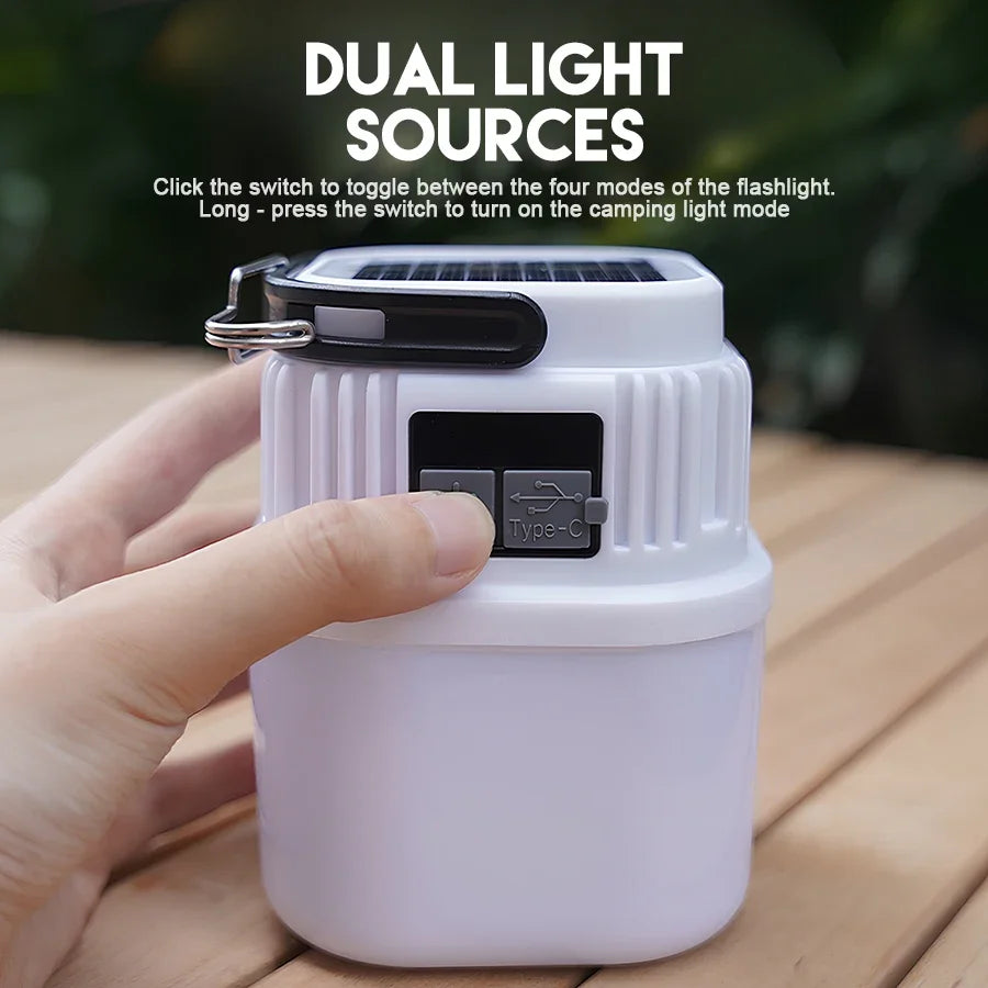 1000W Outdoor Solar LED Camping Light USB Rechargeable Tent Lamp Portable Lanterns Emergency Lights For BBQ Hiking Night Market