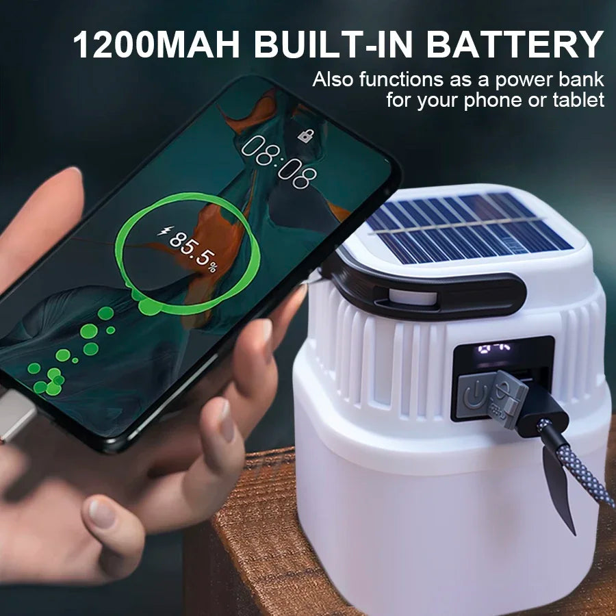 1000W Outdoor Solar LED Camping Light USB Rechargeable Tent Lamp Portable Lanterns Emergency Lights For BBQ Hiking Night Market