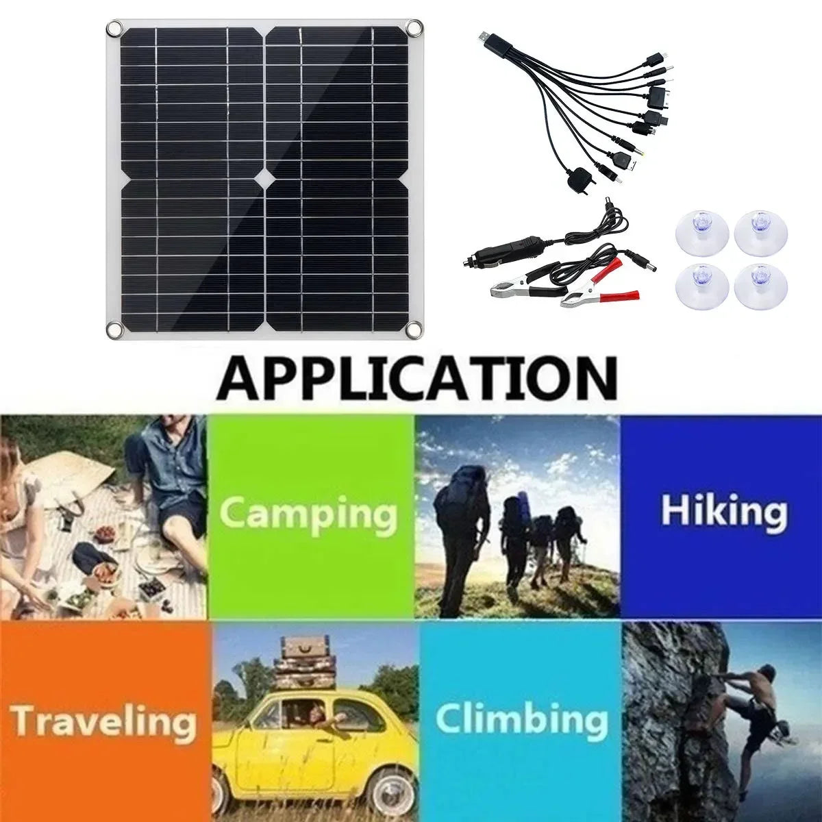 12V Solar Panel Kit for Camping Caravan RV Off-grid Power Generation,Portable Solar Charger for Outdoor Adventure and Emergency