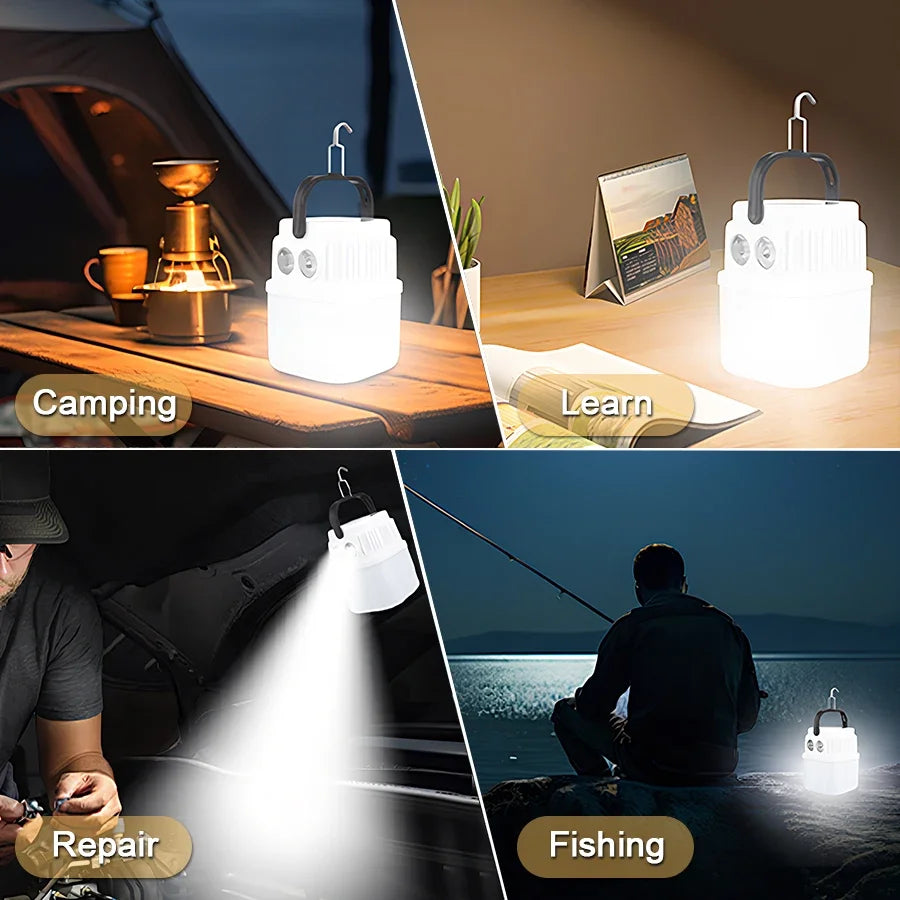 1000W Outdoor Solar LED Camping Light USB Rechargeable Tent Lamp Portable Lanterns Emergency Lights For BBQ Hiking Night Market