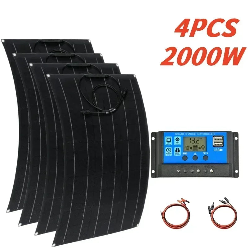 Expandable Solar Panel System High-Efficiency 18V/36V Solar Panel Kit – 500W to 2000W for Camping, Household & Off-Grid Living