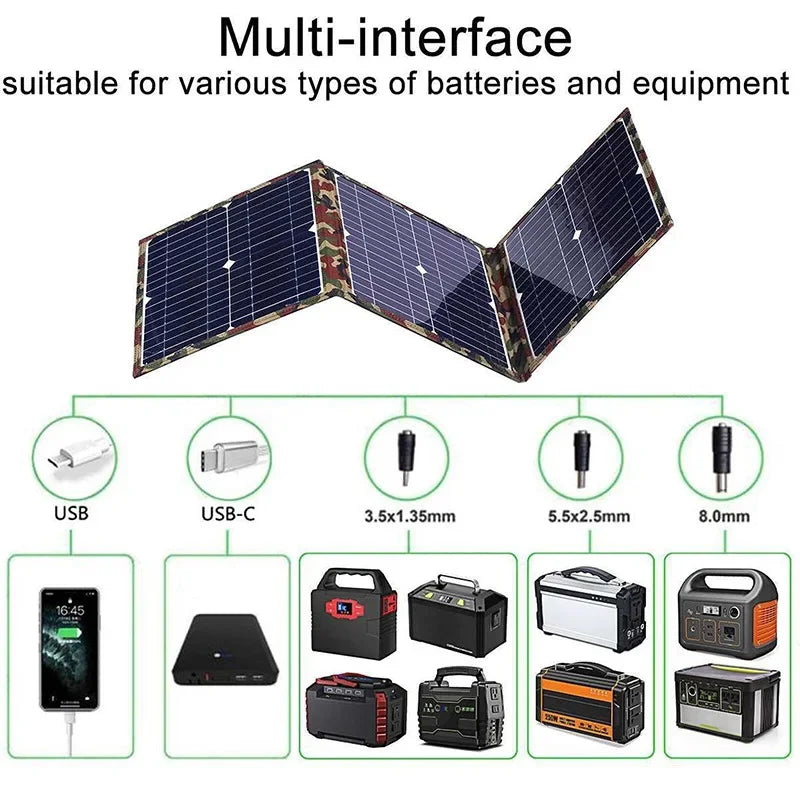 100-800W Heavy-Duty Foldable Solar Panel Kit w/MPPT Controller - Portable Power Station for RV Camping Boat Off-Grid