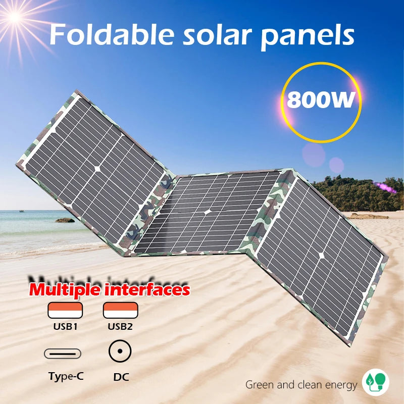 100-800W Heavy-Duty Foldable Solar Panel Kit w/MPPT Controller - Portable Power Station for RV Camping Boat Off-Grid