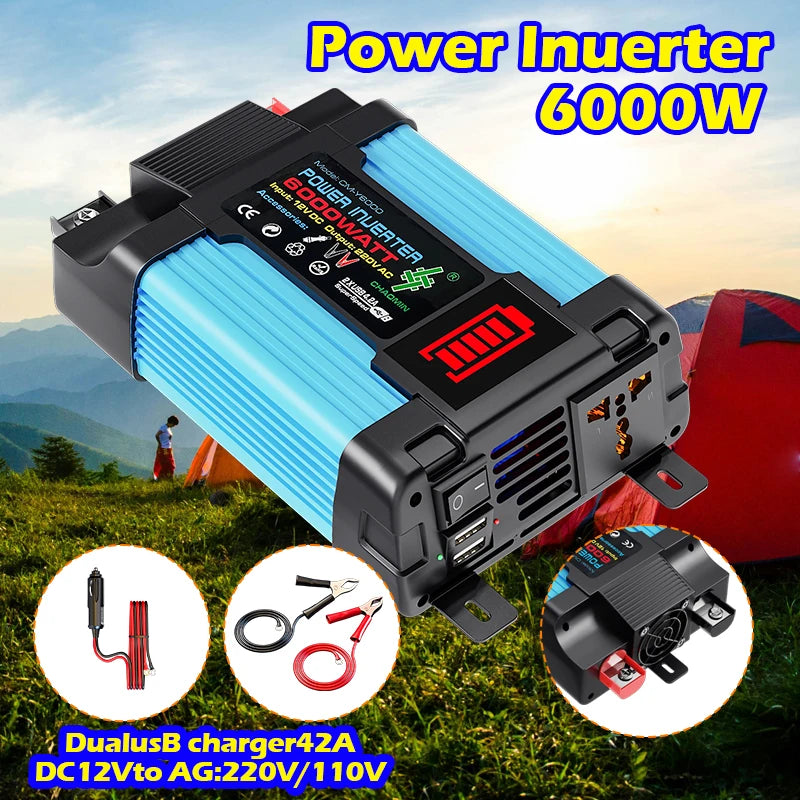 6000W Off Grid Solar Kit 110V/220V Inverter Controller Car Solar Power Bank System 200W 5V Solar Panel Camping for Home Plug