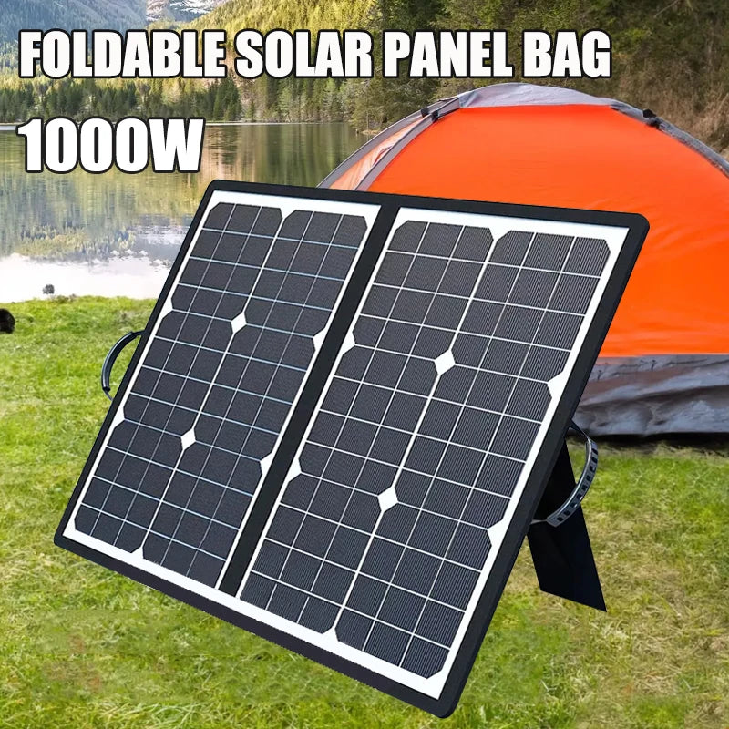 1000W Solar Panel Kit Complete Camping Foldable Solar Power Station Portable Generator Charger 18V for Car Boat Caravan Camp