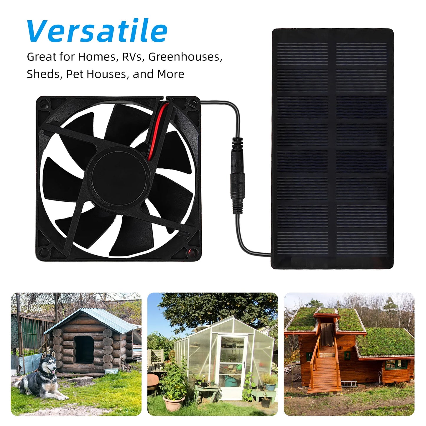 Solar Powered Fan for Outdoor Campin Small Solar Fan with Solar Panel Fan Kit 3000 RPM IP65 Waterproof - Versatile for Homes RVs