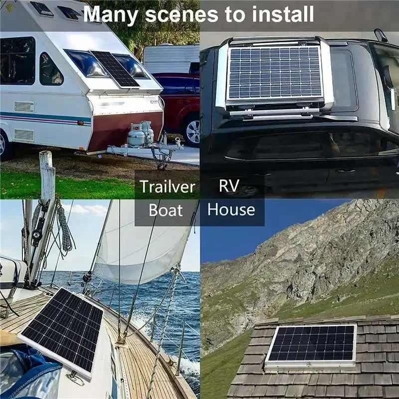 1000W 500W High-Efficiency Flexible Solar Panel Kit with 12V Battery Charger & 100A Controller for RV Yacht Boat Off-Grid Power