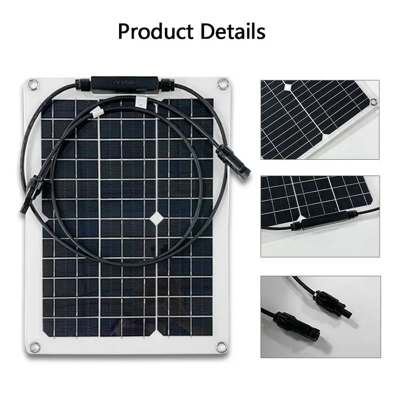 1000W 500W High-Efficiency Flexible Solar Panel Kit with 12V Battery Charger & 100A Controller for RV Yacht Boat Off-Grid Power