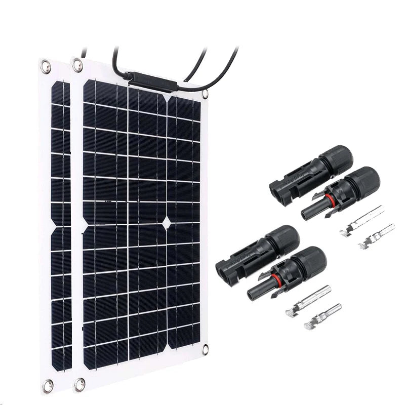 1000W 500W High-Efficiency Flexible Solar Panel Kit with 12V Battery Charger & 100A Controller for RV Yacht Boat Off-Grid Power