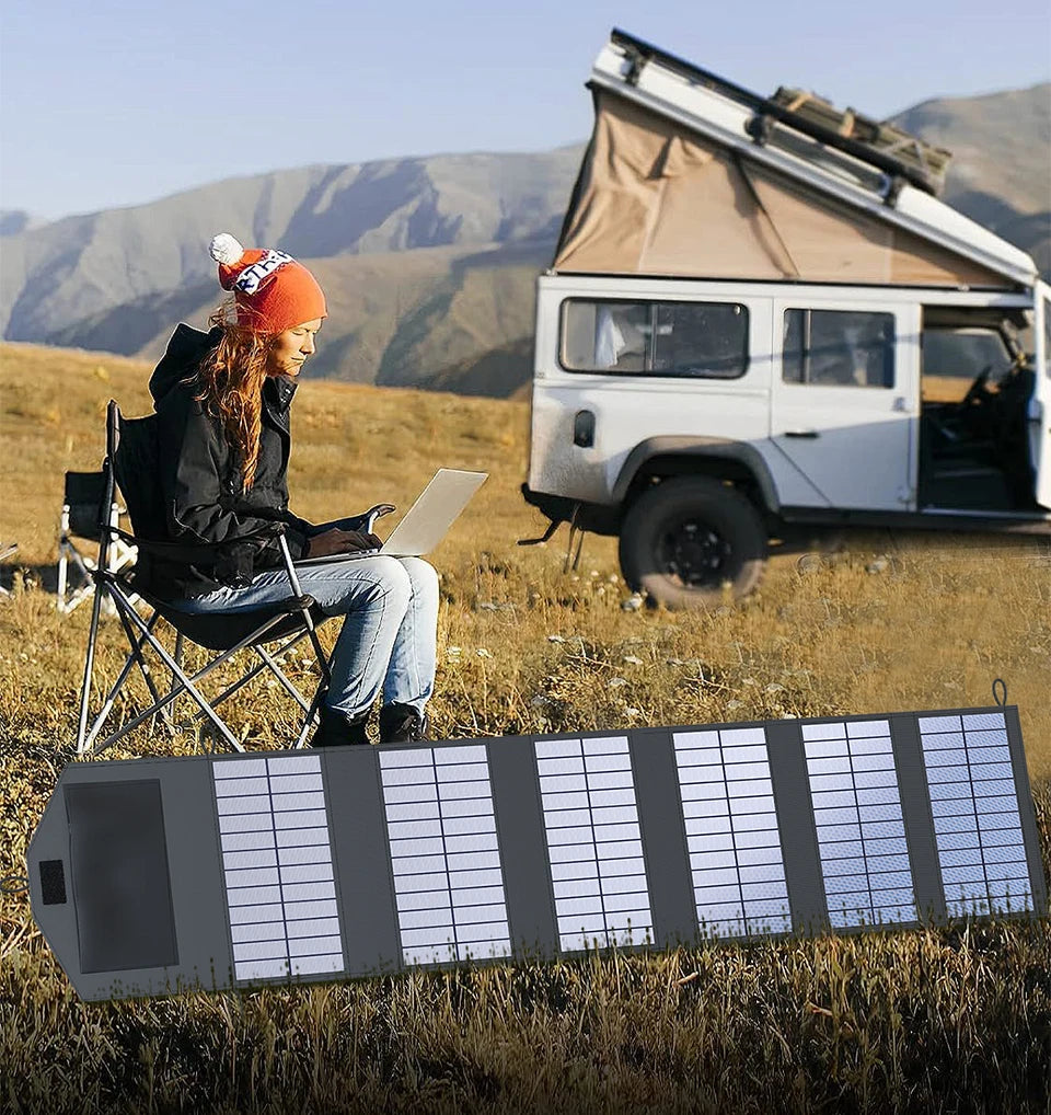 800W Portable Solar Panel Kit Foldable, Lightweight High-Efficiency Solar Charger for RV, Camping, Off-Grid, Emergencies