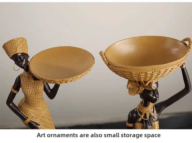 African Girl Home Ethnic Style Craft Resin Ornament Creative Gift Living Room Study Office Desk Character Decoration home decor
