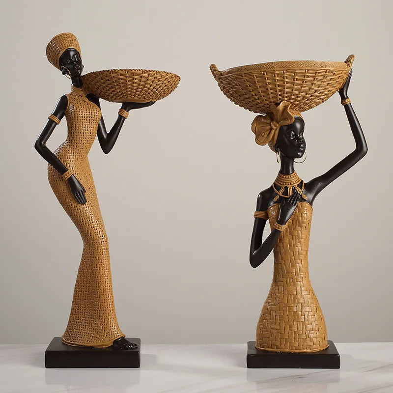 African Girl Home Ethnic Style Craft Resin Ornament Creative Gift Living Room Study Office Desk Character Decoration home decor