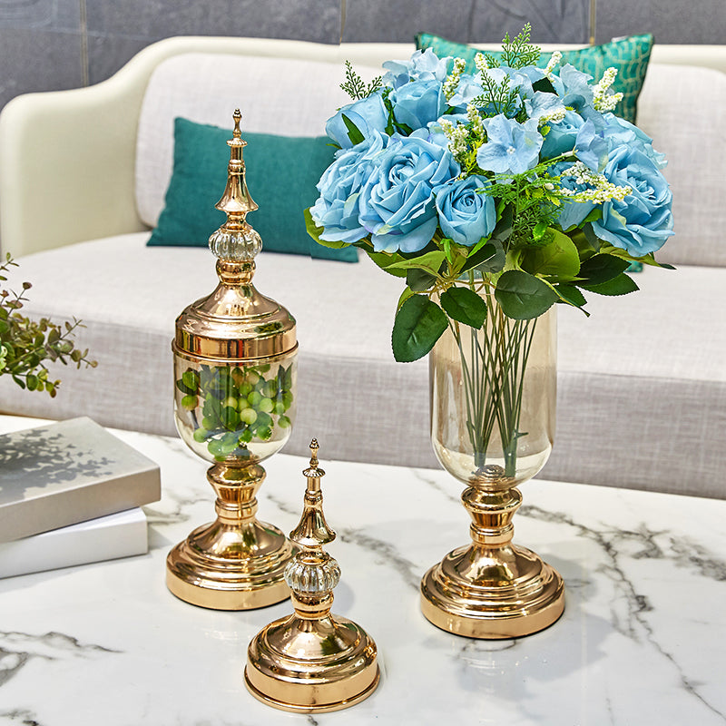 American European Style Vases Home Decor Living Room Crystal Glass Vases Flower Sets Dining Table Decorations