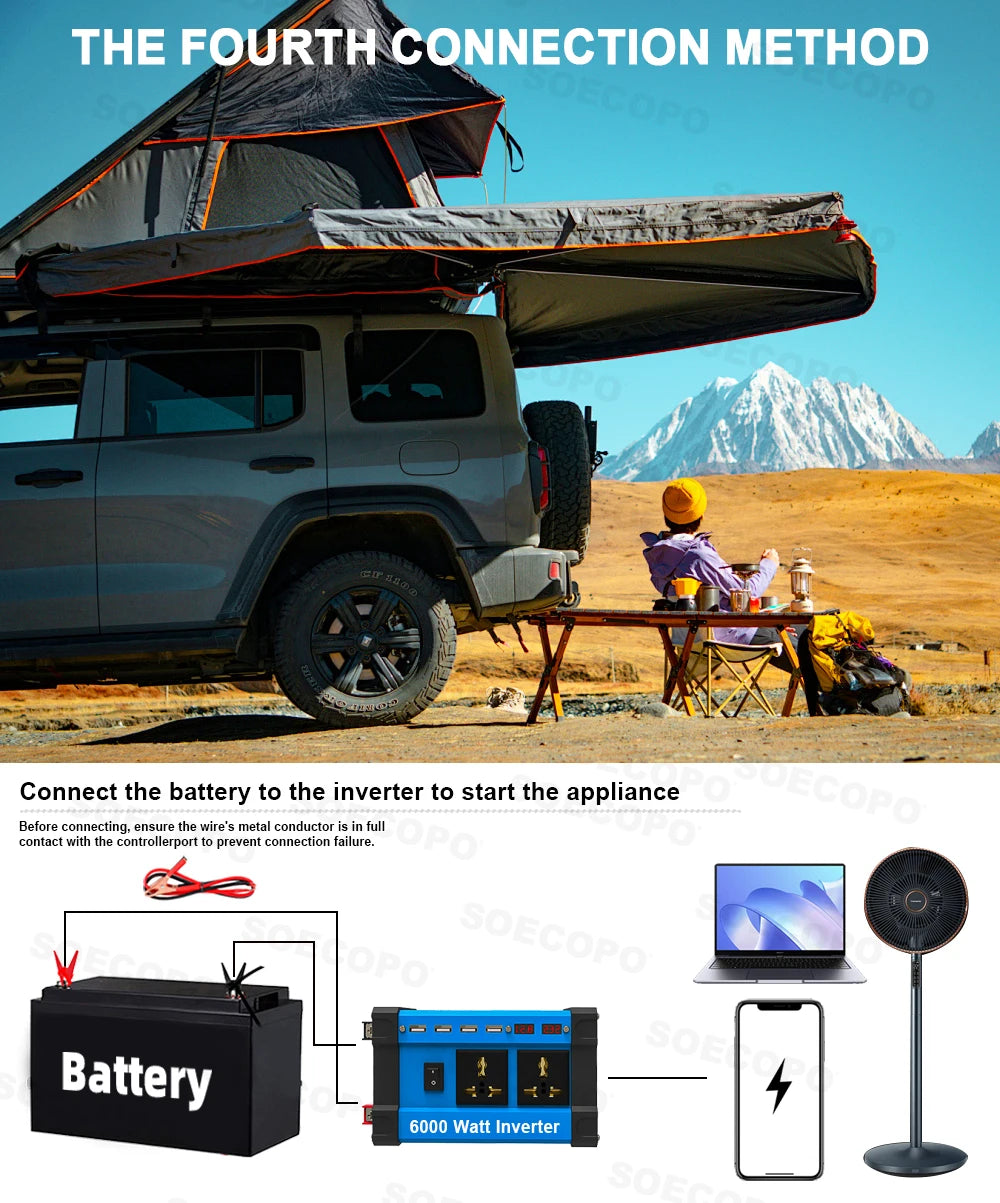 6000W Off-Grid Solar Kit with 800W Panel & Inverter 12V/24V-110V/220V for Home, Camping, RV 12V Battery System 100A Controller