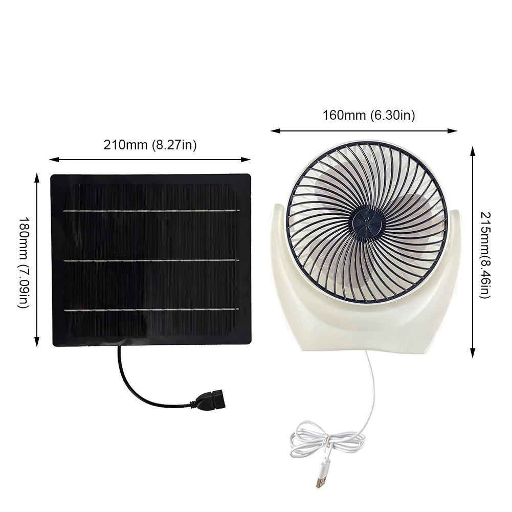 Solar Panel Fan Solar Powered Camping Fan with USB Outdoor Fan Solar Charger Desk Fan for Outdoor Camping Hiking Fishing Travel