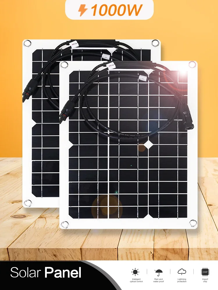 1000W 500W High-Efficiency Flexible Solar Panel Kit with 12V Battery Charger & 100A Controller for RV Yacht Boat Off-Grid Power