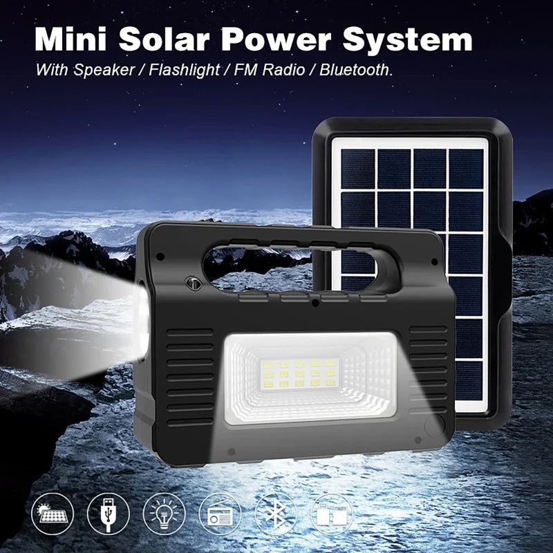 Portable Power Station Solar Lighting System with 3 Bulb 6W Solar Panel Mobile Power Supply Emergency Outdoor Power Bank Camping