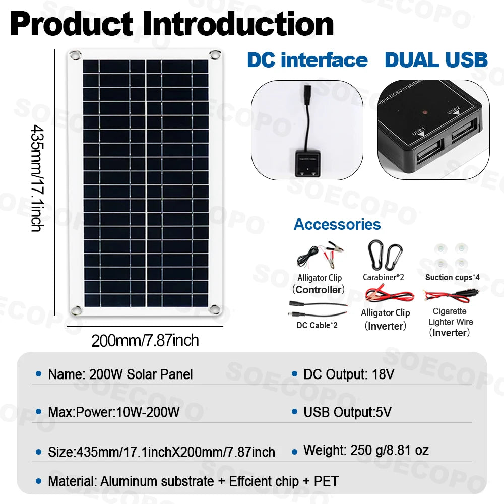 6000W Solar System Complete Kit 12V To 110V/220V 100A Controller 200W Panel Off-Grid Inverter System for Home/Camping Backup