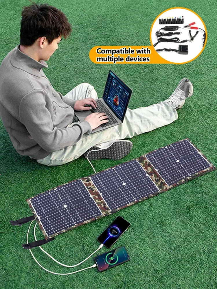 Camping Solar Panel Kit, Foldable Solar Power Station, MPPT Portable Generator Charger, 18V for Car, Boat, Caravan, 800W