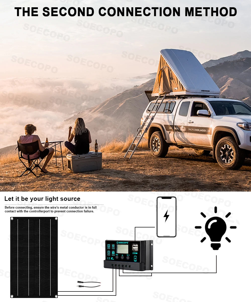 6000W Off-Grid Solar Kit with 800W Panel & Inverter 12V/24V-110V/220V for Home, Camping, RV 12V Battery System 100A Controller