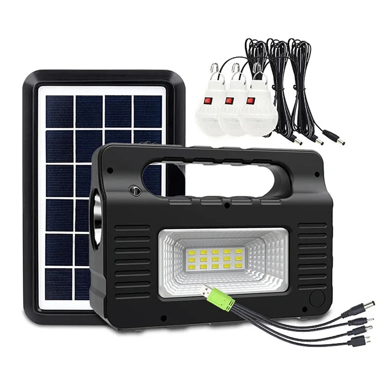 Portable Power Station Solar Lighting System with 3 Bulb 6W Solar Panel Mobile Power Supply Emergency Outdoor Power Bank Camping