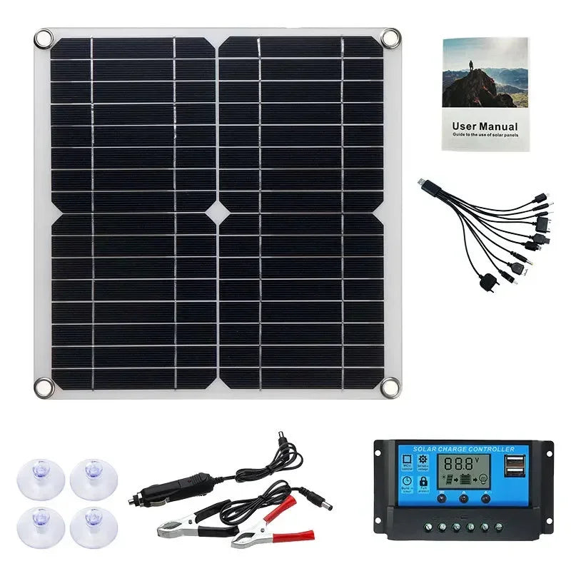 12V Solar Panel Kit for Camping Caravan RV Off-grid Power Generation,Portable Solar Charger for Outdoor Adventure and Emergency