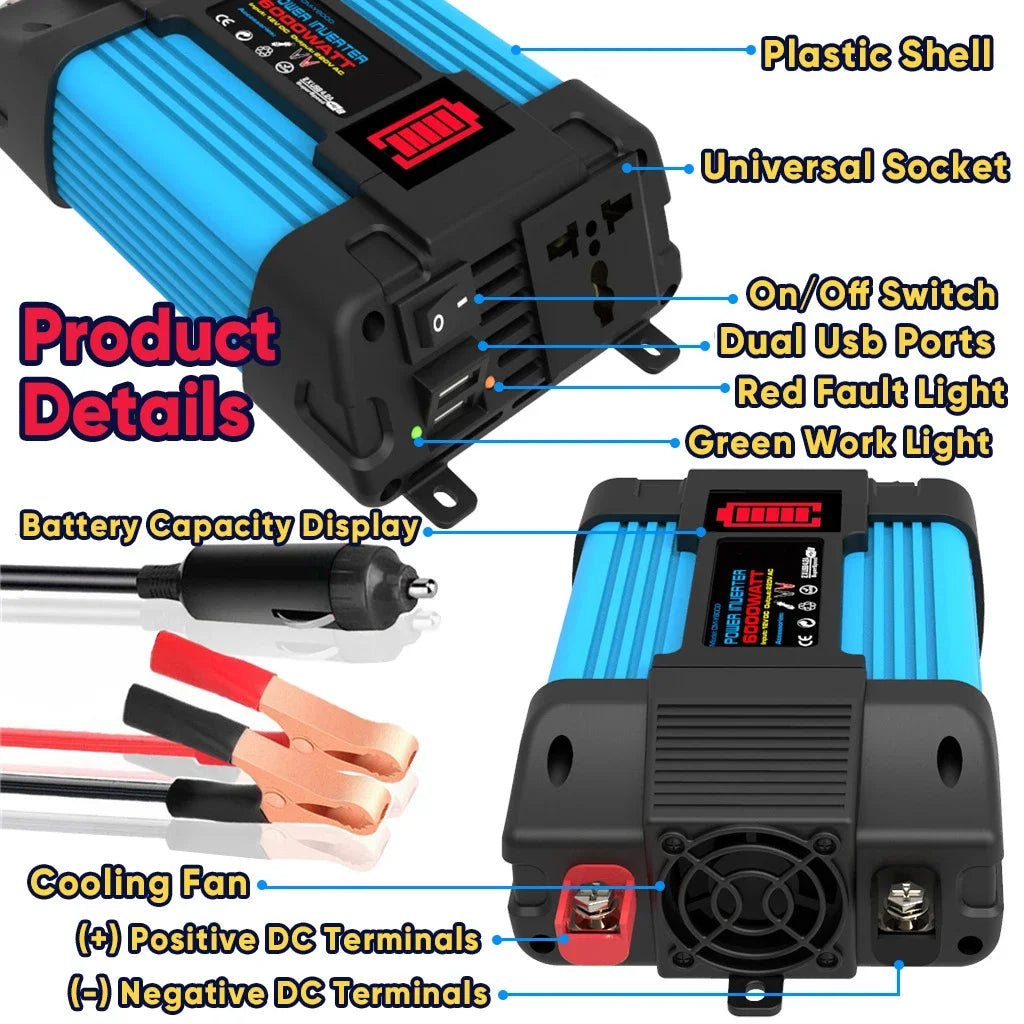 6000W Off Grid Solar Kit 110V/220V Inverter Controller Car Solar Power Bank System 200W 5V Solar Panel Camping for Home Plug