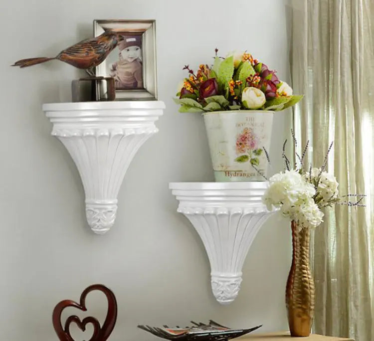 European Style Home Wall Hanging Decoration Shelf Creative Background Storage Rack Flower Figurines Display Stand Crafts