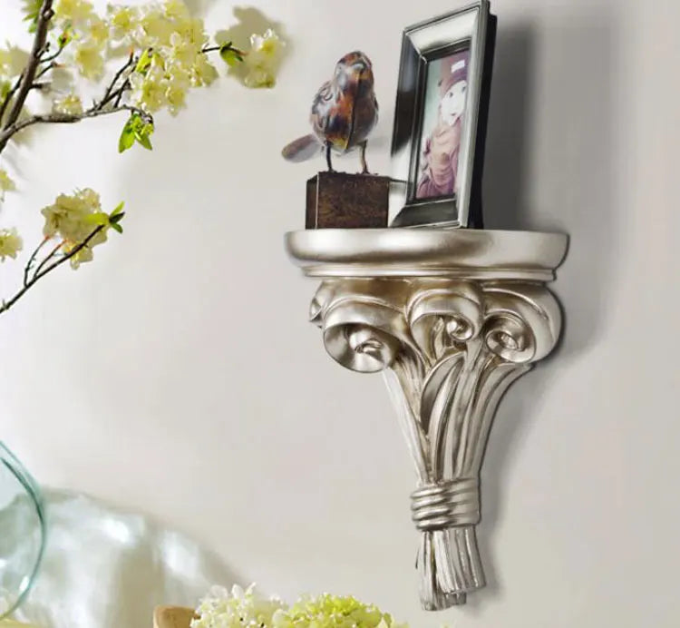 European Style Home Wall Hanging Decoration Shelf Creative Background Storage Rack Flower Figurines Display Stand Crafts