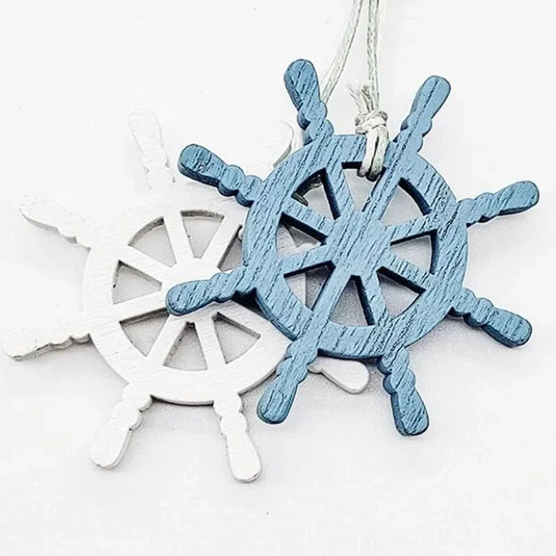 Mediterranean Style Decorative Wall Hanging Fishnet Marine Decoration Shell Fish Boat Wooden Pendants Home Decor