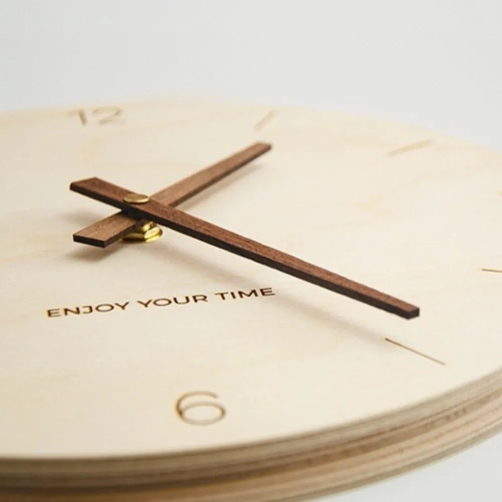 Home Decor Round Solid Wood Clock Nordic Style Minimalist Scale Clock Hanging Wall Clock Office