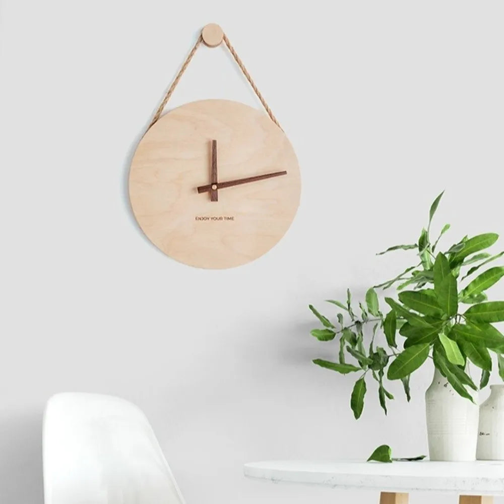 Home Decor Round Solid Wood Clock Nordic Style Minimalist Scale Clock Hanging Wall Clock Office