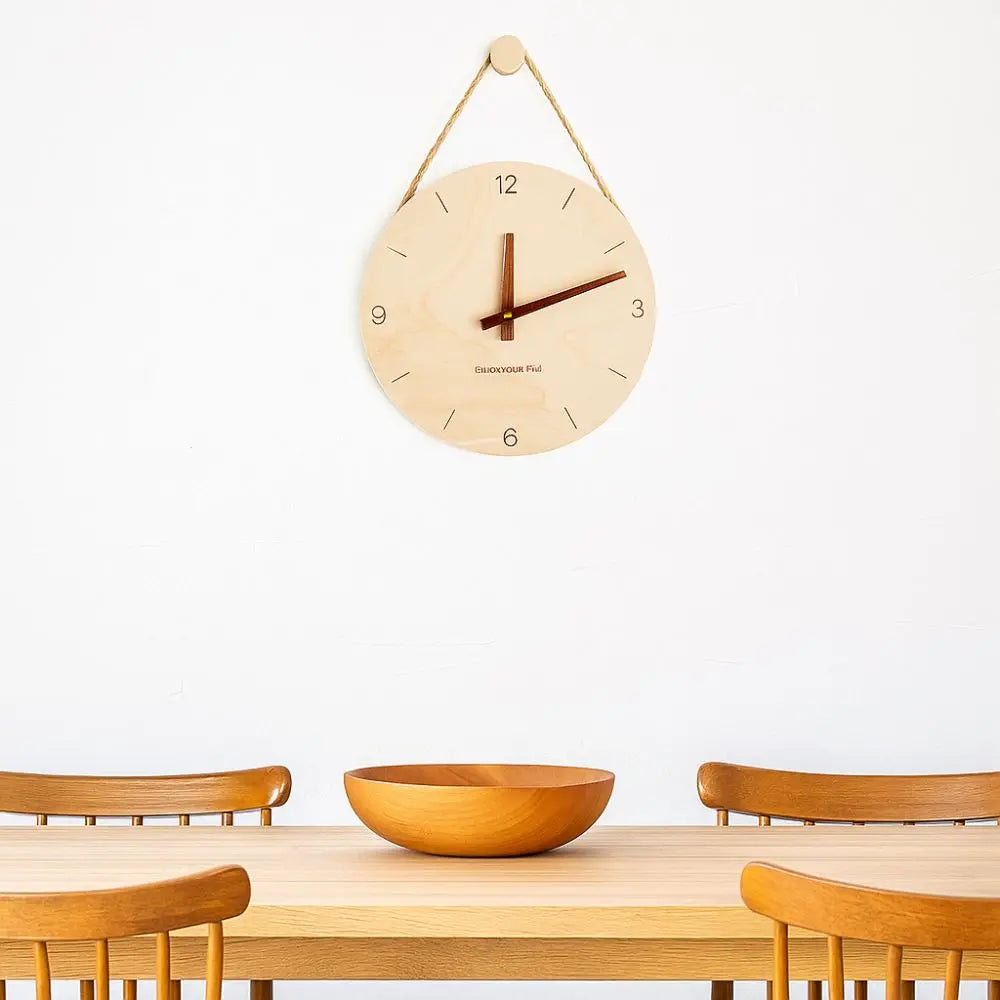 Home Decor Round Solid Wood Clock Nordic Style Minimalist Scale Clock Hanging Wall Clock Office