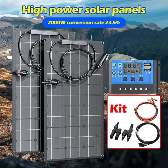 Expandable Solar Panel System High-Efficiency 18V/36V Solar Panel Kit – 500W to 2000W for Camping, Household & Off-Grid Living
