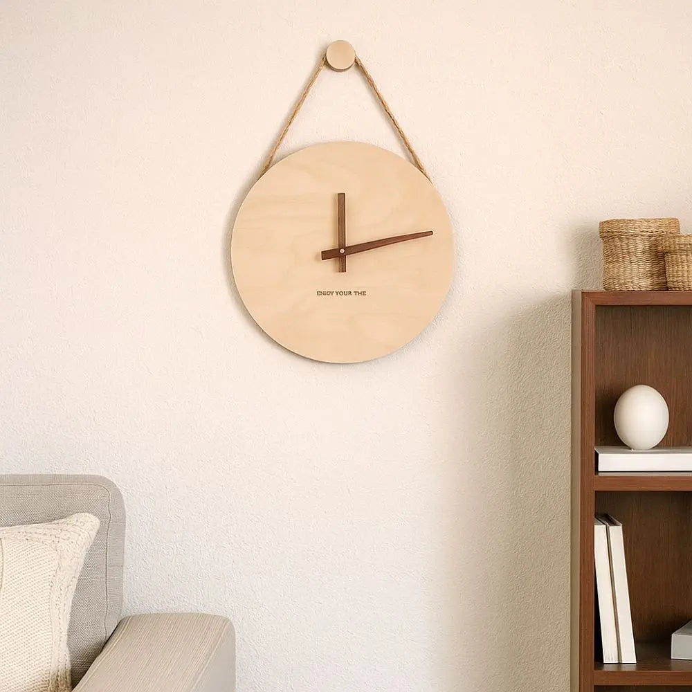 Home Decor Round Solid Wood Clock Nordic Style Minimalist Scale Clock Hanging Wall Clock Office