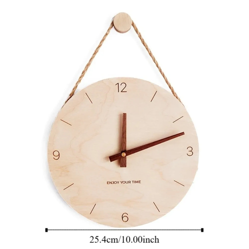 Home Decor Round Solid Wood Clock Nordic Style Minimalist Scale Clock Hanging Wall Clock Office