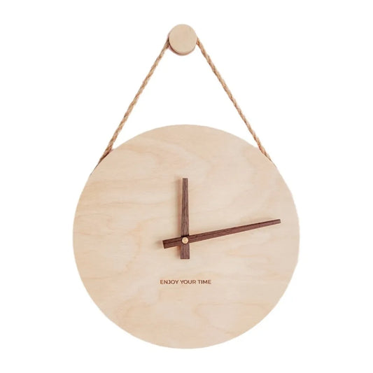 Home Decor Round Solid Wood Clock Nordic Style Minimalist Scale Clock Hanging Wall Clock Office