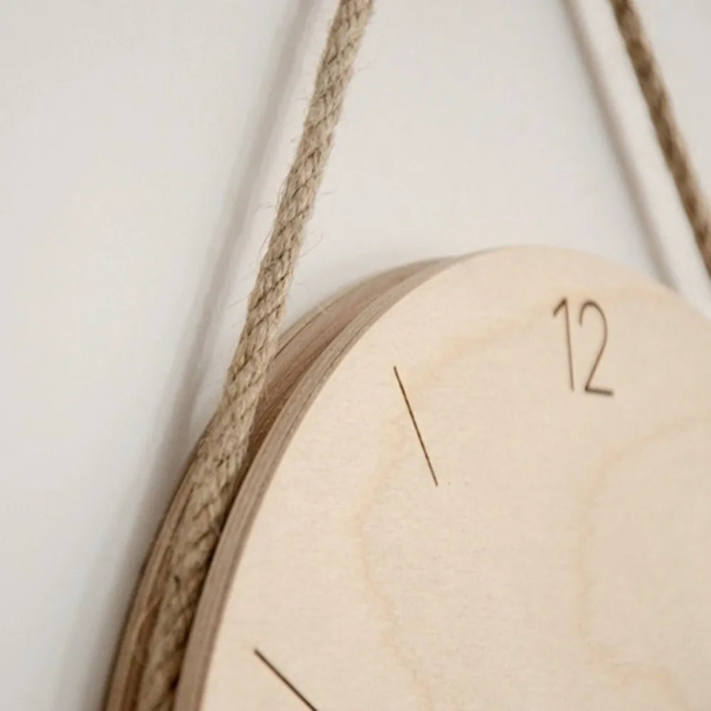 Home Decor Round Solid Wood Clock Nordic Style Minimalist Scale Clock Hanging Wall Clock Office