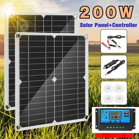 12V Solar Panel Kit for Camping Caravan RV Off-grid Power Generation，Portable Solar Charger for Outdoor Adventure and Emergency